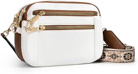 Joryin Anti Theft Crossbody Bag for Women Men, Slash-resistant RFID Blocking Travel Purses, Small Shoulder Bag Handbag, Vegan Leather, White