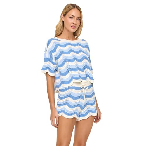 L*Space Make Waves Sweater for Women, Knit Top with Scalloped Hem, Oversized Fit, Loose Short Sleeve Top, Made of 100% Cotton3