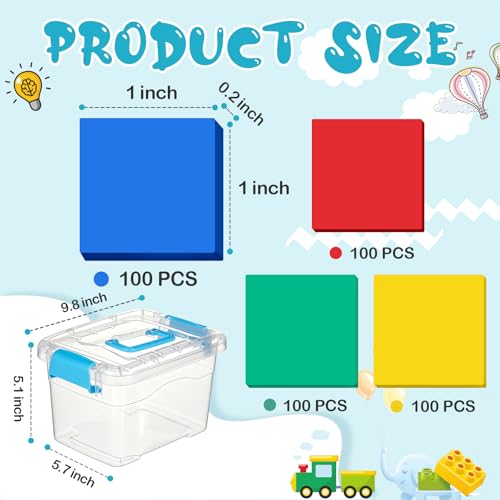 Image of Jexine 400 Pcs Foam Square Counters Color Tiles Square Color Sorting Tiles Math Counters Manipulatives, Sorting Toy, Counting, Learning, Classroom Crafts, Bingo for Kids with Storage Box