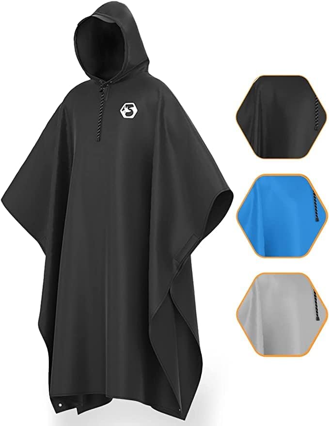 Rain Poncho for Adults – Extra Long Reusable Waterproof Raincoat with Hood, Lightweight for Hiking, Camping, Outdoors