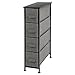 mDesign Narrow Vertical Dresser Storage Tower - Sturdy Metal Frame, Wood Top, Easy Pull Fabric Bins - Organizer Unit for Bedroom, Hallway, Entryway, Closet - Textured Print, 4 Drawers - Charcoal Gray