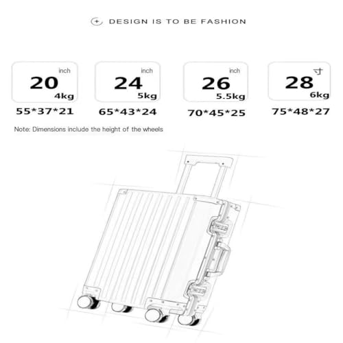 Suitcase Magnesium Aluminum Alloy Trolley Suitcase For Men And Women With Universal Wheels, Business Boarding Suitcase Suitcase Tags(Black)2