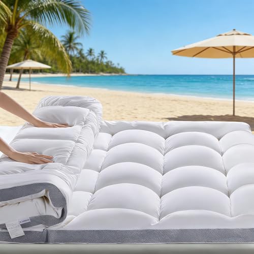 Breathable Memory Foam Mattress Topper, Extra Soft 1300 GSM Pillow Top Mattress Pad for Back Pain...