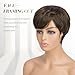 FESHFEN Pixie Cut Wigs Synthetic Short Brown Pixie Haircut Wig with Bangs Glueless Layered Wig Wavy Wigs for Women