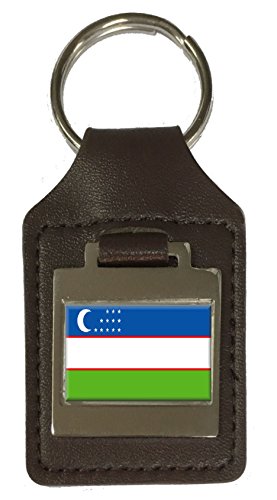 Porte-clés en cuir Ouzbékistan gravé : une idée cadeau originale pour passionnés de voyages