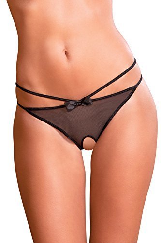 Rene Rofe Women's Crotchless Femme Fatale Panty, Black