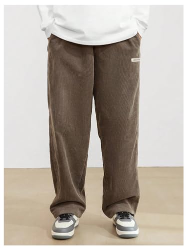 SOLY HUX Men's Corduroy Pants Casual Drawstring Elastic Waist Straight Leg Sweatpants with Pockets4