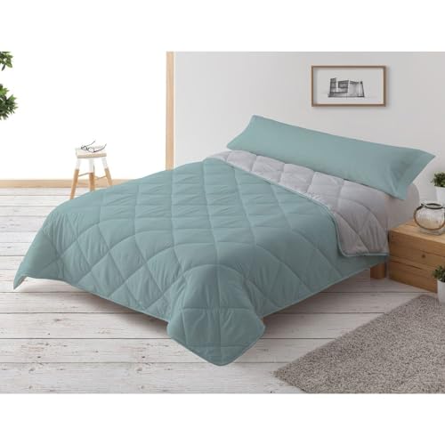 Donegal Collections Edredón Nórdico Cama 80/90-150x220 cm Reversible Bicolor Aqua/Gris Claro - Relleno Nórdico Invierno/Otoño 300 gr/m² - Funda Nórdica Ligera 100% Fibra y Antiácaros