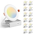 Amico 12 Pack 4 Inch 3CCT Ultra-Thin LED Recessed Light with Junction Box, 3000K/4000K/5000K Selectable, 10W Eqv 60W, Dimmable Can-Killer Downlight, 700LM High Brightness
