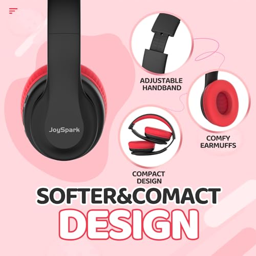 Image of JoySpark Kids Bluetooth Headphones, Lightweight Wireless Headphones for Kids, 85 /94dB Volume Limited, 60 Hours Playtime, Bluetooth 5.3, Over-Ear Toddler Headphones with Built-in Mic (Black)