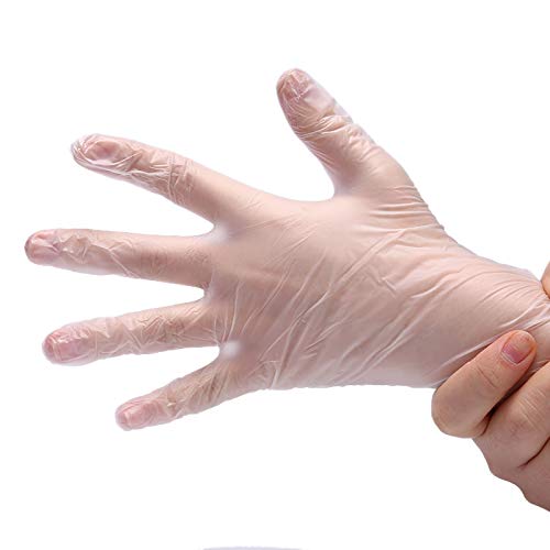 100pcs Vinyl Gloves Disposable PVC Gloves, L Size