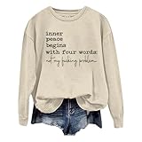 Générique Damen-Sweatshirt, St. Patrick's Day, modisch, bedruckt, locker, Langarm, Rundhalsausschnitt, leicht, Tunika, lässig, Bluse, beige, 38