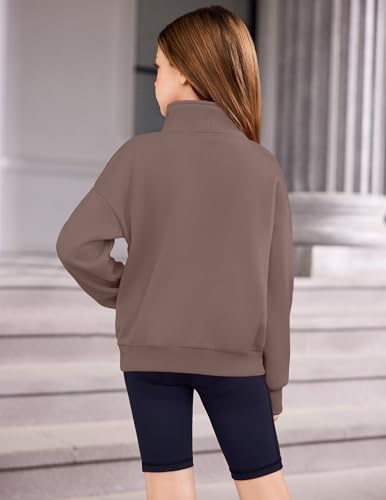 Image of Arshiner Girls Half Zip Sweatshirt Fleece Quarter Zip Pullover Sweatshirts | Fall Fashion Clothes for Teen Girls with Thumb Hole for 5-16 Years