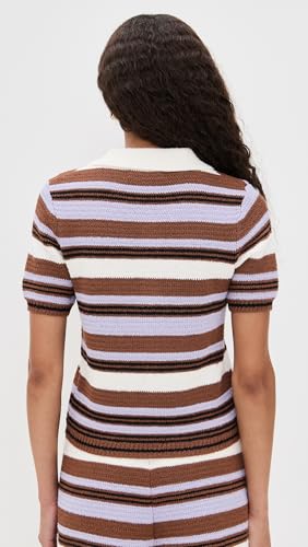 LE BOP Women's Striped Boucle Polo3
