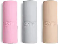 Baby Kit 3 Lençóis para Berço Americano Avulso, Malha 100% Algodão, Cores (BEGE/ROSA/BRANCO)