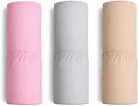 Baby Kit 3 Lençóis para Berço Americano Avulso, Malha 100% Algodão, Cores (BEGE/ROSA/BRANCO)