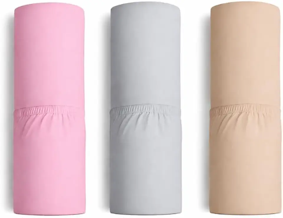 Baby Kit 3 Lençóis para Berço Americano Avulso, Malha 100% Algodão, Cores (BEGE/ROSA/BRANCO)