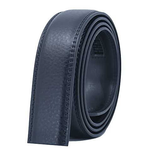 COTIDI Ceinture homme en cuir automatique à cliquet sans trous 35 mm de large sans boucle (125 cm, NOIR H20)