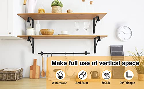 4Pack Closet Shelf Brackets, Heavy Duty Closet Rod & Shelf Brackets, 11 Inch Closet Brackets With Rod Holder, Hanger Pole Support Bracket For Clothes, Wall Mount Closet Rod Brackets With Screws-Black #TOP5