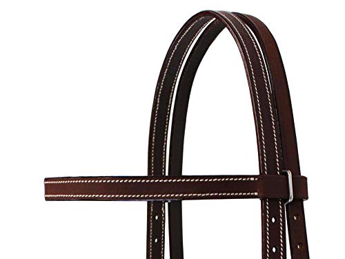 Tahoe Double Stitched Leather Browband Western Headstall, Multiple Colors & Sizes #TOP1
