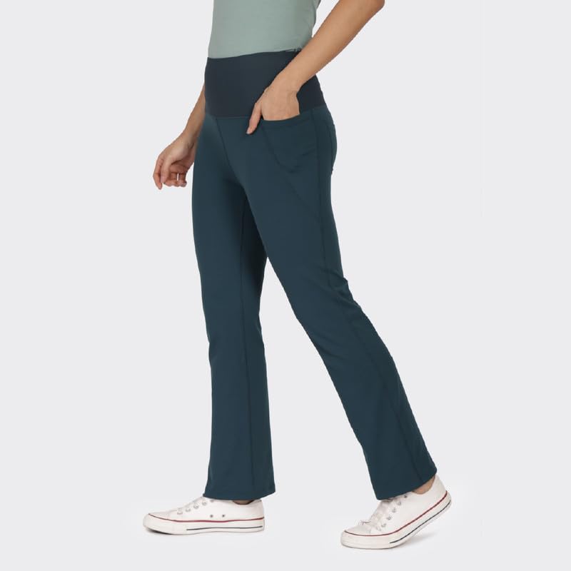 Image of BlissClub Ultimate Flare Pants for Women Upto 5'4 ft | Ribbed Waistband, 4 Pockets | High Waist Trousers and Formal Pants for Office wear