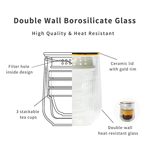 Wonder Nest Glass Tea Set - Travel Teapot Set With Tea Cups Tea Towel, Chinese Gongfu Tea Set For Loose Leaf Tea, All In One Portable Case For Travel Camping Picnic Home Office Or Gifting #TOP2