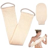 Sangle Lave Dos Exfoliant, Ensemble de Gommage Dorsal, Gant Exfoliant Corps, pour Exfoliation Complète, Massage Relaxant, Baignade, pour le Bain pour Bains du dos Corps, pour Hommes et Femmes (Beige)