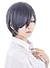 Probeauty Dark Blue Cosplay Wig with Eye Pad, Mix Color Short Straight Male Halloween Costume Wigs + Wig Cap for Men Boys