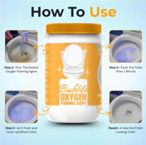 Image of Bubble Oxygen Foaming Agent | Active Oxygen Cleaning Powder with Powerful Foam | Deep Stain, Odor & Dirt Removal for Home Surfaces (Pack Of 2)