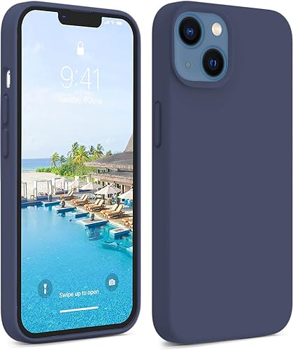 Image of NAFS Silicone Case Compatible with iPhone 14 | Camera Protect Microfiber Lining Cover | Case Cover for iPhone 14 (Abyss Blue)