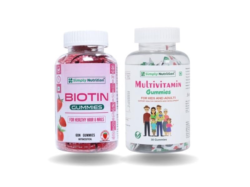 Simply Nutrition Biotin (Vitamin B,7) and Multivitamin Gummy for kids, Men and Women, No sugar added supports immunity, daily energy and stamina and Healthy Hair and Nails (Combo, Pack of 1) (B0CFFHWBPJ) Amazon Price History, Amazon Price Tracker