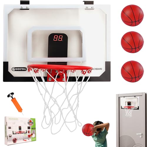Basquetbol, Sports Canasta de Basquetbol para Niños y Adultos, Mini Tablero de Basquetbol con 3Pelotas y 1Bomba, Aro de Basquetbol para Pared, Fácil de Instalar, para...