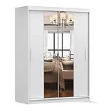 DESIGN MODERNE - L'armoire à portes coulissantes avec miroir impressionne par son look minimaliste et moderne.