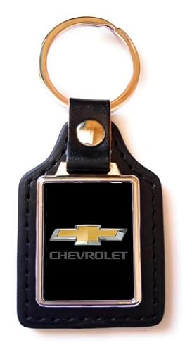 Print Corner Porte-clés Acier/Simili Cuir Luxury compatible avec - Chevrolet (noir)
