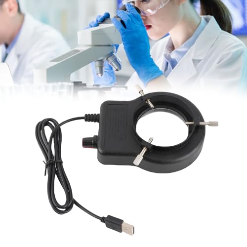 Jectse Einstellbare 144 LED-Ring-Mikroskop-Lichtbeleuchtung, USB-betriebene Mikroskoplampe mit hoher Helligkeit, LED-Ringlichtquelle für Kameras,