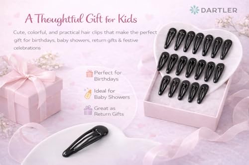 Image of Small Kids Tic Tac Hair Clips- Hair Accessories Girls & Toddlers | Non-Slip, Lightweight & Durable Metal Hairpins | Stylish Baby Hair Clips (Glossy Black Pack of 20)