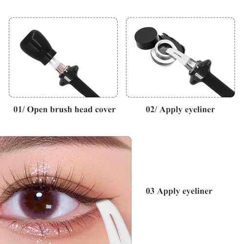 4 Stück Eyeliner Schablone.Silikon Eyeliner Hilfe Schablonen,Augen Makeup Werkzeug Wiederverwendbarer,mit 2 Flaschen Schwarzem Eyeliner für Frauen und Mädchen