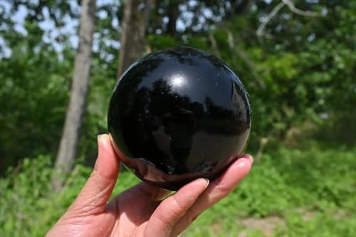 Sphère d'obsidienne noire naturelle 7-8cm, objet de décoration d'exception - 3