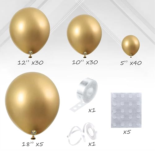 Image of AFTERLOON Biodegradable Natural Rubber Latex 112pcs Gold Different Sizes 18 inch 12 inch 10 inch 5 inch Plastic-Free Alternative Balloon Garland Arch Kit perfect for Party, Graduation Shower, Wedding, Holidayation