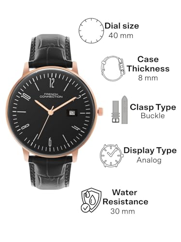 Image of French Connection Black Sunray Dial | Analog Watch for Men's | FCN0163BL