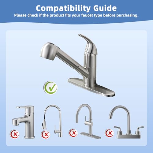 image for Hibbent Pull Out Sink Sprayer Head Replacement, 2 Function Kitchen Sin