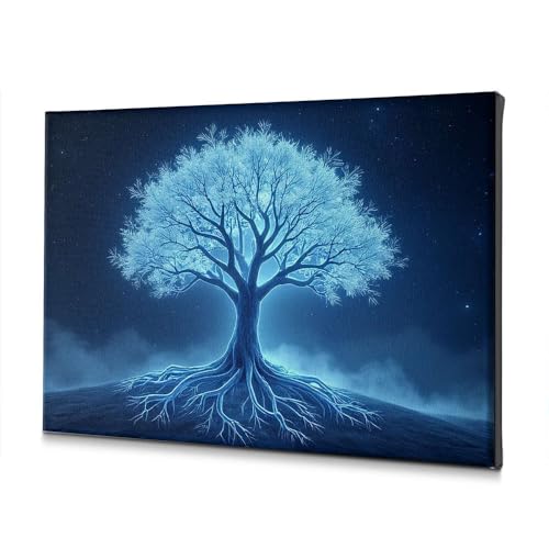 Toile arbre bleu lumineux étanche pour sublimer votre salle de bain