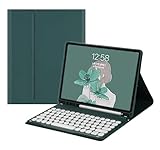 HENGHUI Keyboard Case for Galaxy Tab A11 8.7"/ Galaxy Tab A9 8.7" - Bluetooth Wireless Detachable Round Key Color Keyboard Cover with Pen Holder,DarkGreen