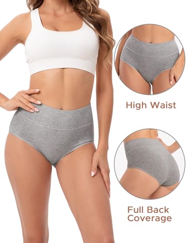 Image of INNERSY Womens Underwear Cotton Briefs Postpartum High Waisted Panties 5 Pack