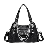 【Struttura multi-tasca】: Questa borsa tote in similpelle è dotata di tasche con cerniera sul davanti e sul retro, nonché di tasche con patta sui lati. L'interno include due ampi scomparti con cerniera e una piccola tasca interna con cerniera.