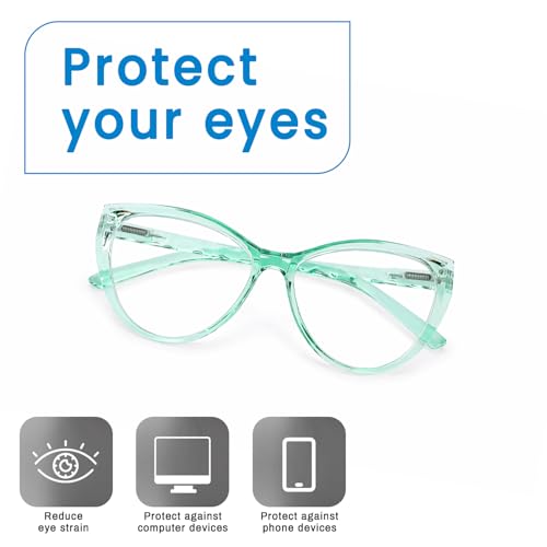 Image of Blue Light Blocking Cat Eye Glasses for Women Transparent Frame Anti UV Protection Zero Power Computer Glasses Lightweight Optical Frame