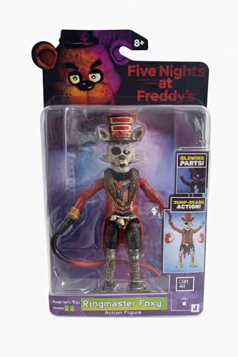Jazwares Five Nights at Freddys Ringmaster Foxy Collectors 5-Inch Articulated Action Figure with Jumpscare Feature and Glow-in-the-Dark Eyes