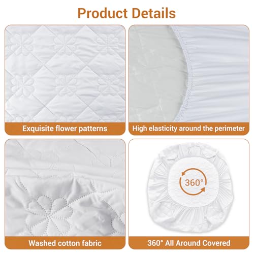 Image of Waterproof Mattress Protector, Noiseless King Size Mattress Pad with Deep Pocket Fitted Up to 2-12 inches, Soft Breathable Bed Mattress Cover Washable for Bedroom, Hotel(1, White, King)