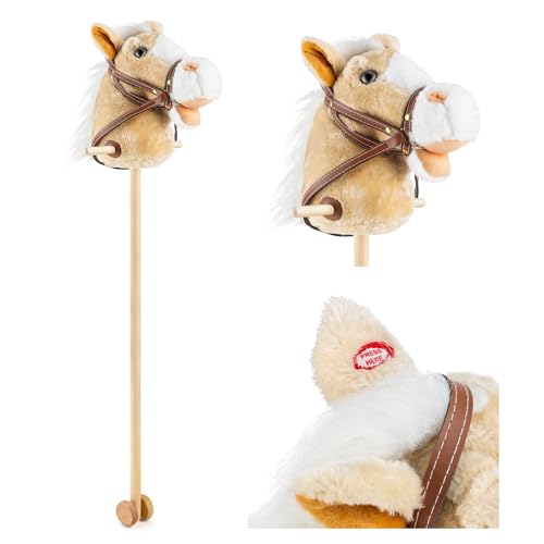 Toyrific 99 cm Hobby Horse Toy with Sounds Strong Grip Handles Plush head and Wheels Light Brown
