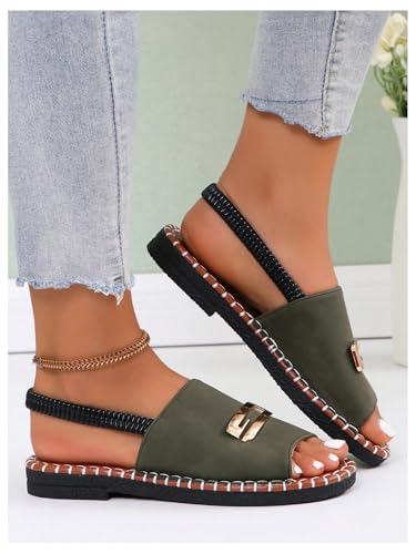 GORGLITTER Women's Gold Flat Sandals Open Toe Dressy Ankle Strap Wide Width Slides Shoes3